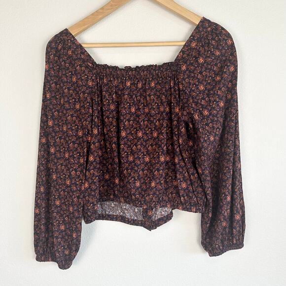 Madewell Puff-Sleeve Button-Front Crop Top in Orchard Floral Medium EUC - Picture 4 of 9